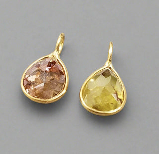 Rustic Diamond Gold Charm: Yellow/Brown Slice Diamond Pendant - K Jewelry Accessories