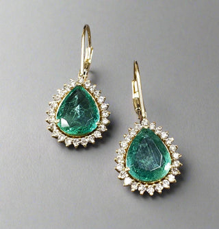 Zambian Emerald & Diamond 18k Gold Earrings: Rare Anniversary Jewelry - K Jewelry Accessories