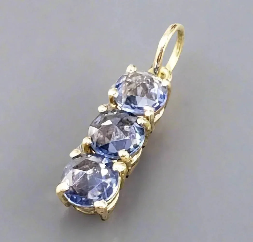 14k Blue Sapphire Pendant: Rose Cut Gemstone - K Jewelry Accessories