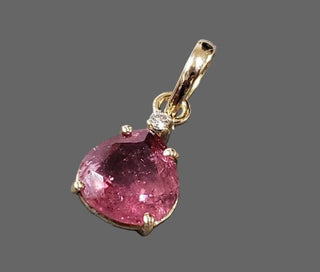 Pink Tourmaline Drop Pendant: Diamond Accent, 14k Gold - K Jewelry Accessories