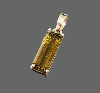 14k Gold Baguette Tourmaline Pendant - Handmade Gemstone Charm - K Jewelry Accessories