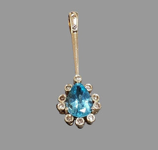 Paraiba Apatite Diamond Pendant : Pear Shape 14k Gold - K Jewelry Accessories
