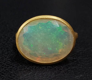 Ethiopian Opal 18k Gold Ring, Exclusive Item, Amazing Fire Opal - K Jewelry Accessories