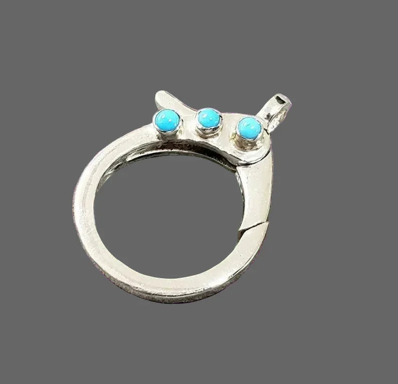 Sterling Silver Turquoise Lobster Clasp: Handmade Necklace Connector