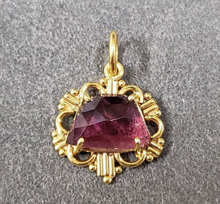 Pink Tourmaline Gold Pendant: Fancy Gemstone Jewelry - K Jewelry Accessories