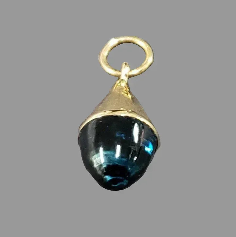 18k Gold London Blue Topaz Pendant Bell Cap - K Jewelry Accessories