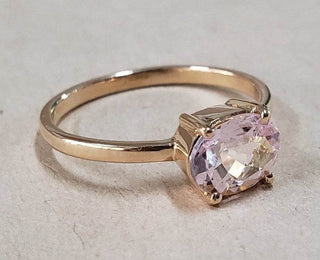 Natural Pink Morganite 14k Gold Ring: Oval Statement Ring - K Jewelry Accessories