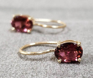 Handmade 14k Gold Pink Tourmaline Leverback Earrings - K Jewelry Accessories