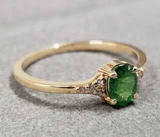 14k Gold Tsavorite Ring: Diamond Cluster - K Jewelry Accessories
