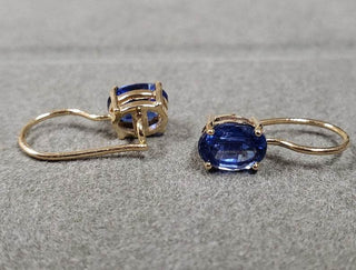 14k Gold Kyanite Leverback Earrings: Natural Oval Gemstone - K Jewelry Accessories