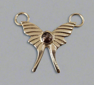 14k Gold Butterfly Pendant with Colored Diamond: Handmade Jewelry - K Jewelry Accessories