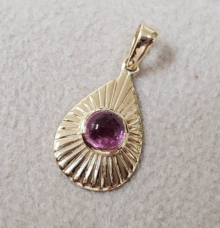 Teardrop 14k Gold Pink Tourmaline Cabochon Pendant - K Jewelry Accessories