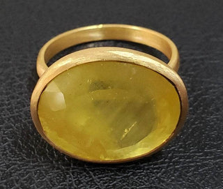 Handmade 14k Gold Oval Aquamarine Ring: Matte Finish - K Jewelry Accessories