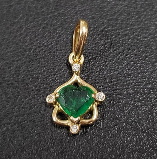 14k Gold Heart Emerald & Diamond Pendant Dainty Pendant, Necklace Findings - K Jewelry Accessories