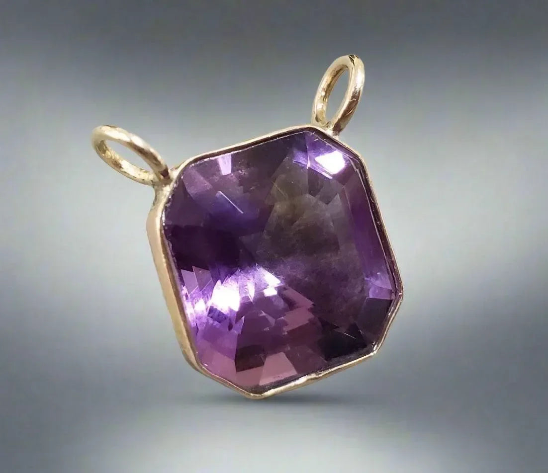14k Octagon Shape Purple Amethyst Gold Pendant - K Jewelry Accessories
