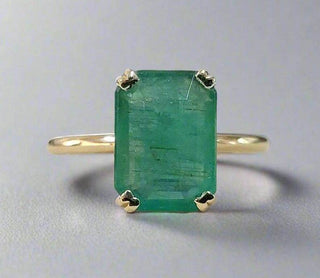 Octagon Zambian Emerald Gold Ring - Handmade Statement Jewelry - K Jewelry Accessories
