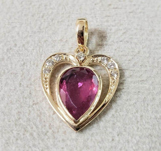 Natural Pink Tourmaline Diamond Pendant: 14k Gold Heart Jewelry - K Jewelry Accessories