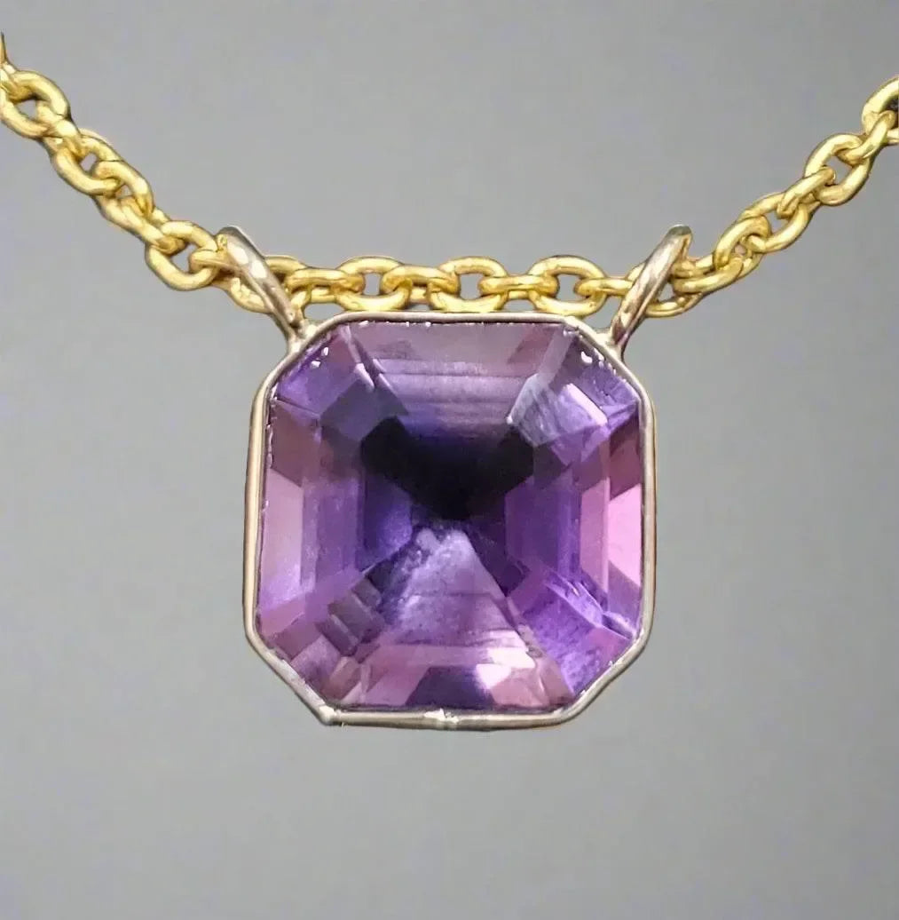 14k Octagon Shape Purple Amethyst Gold Pendant - K Jewelry Accessories