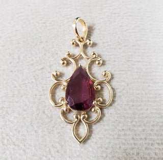 14k Gold Rubellite Pendant: Art Deco Tourmaline Jewelry - K Jewelry Accessories