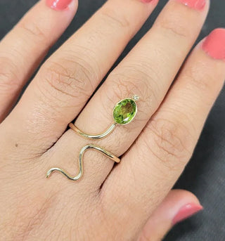 Snake 14k Gold Ring: Green Tourmaline Gemstone, Handmade - K Jewelry Accessories