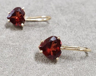 14k Gold Garnet Earrings: Faceted Leverback Dangle - K Jewelry Accessories