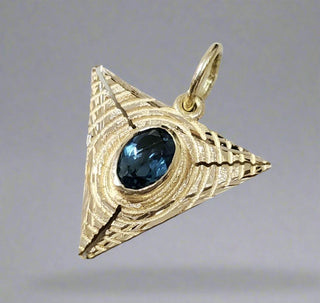 Lazer Cut 14k Gold London Blue Topaz Pendant - K Jewelry Accessories