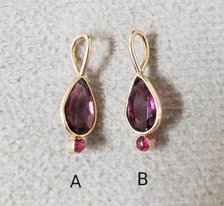 14k Gold Pear Pink Tourmaline Pendant with Ruby Accent - K Jewelry Accessories