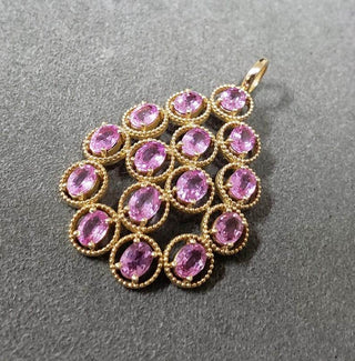 14k Gold Pink Sapphire Pendant: Oval Gemstone - K Jewelry Accessories