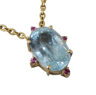 Floating Slide Pendant, Faceted Aquamarine With Ruby - K Jewelry Accessories
