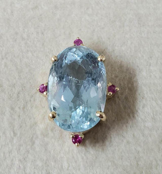 Floating Slide Pendant, Faceted Aquamarine With Ruby - K Jewelry Accessories