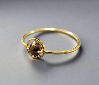 Brown Diamond 18k Gold Ring, Handmade Minimalist Jewelry