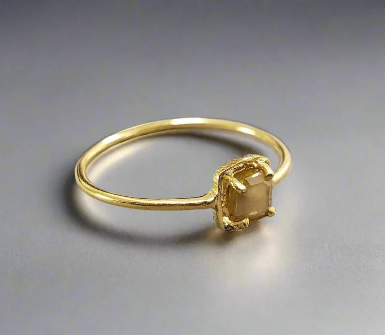 Yellow Diamond 18k Gold Ring: Thin Band Statement Jewelry