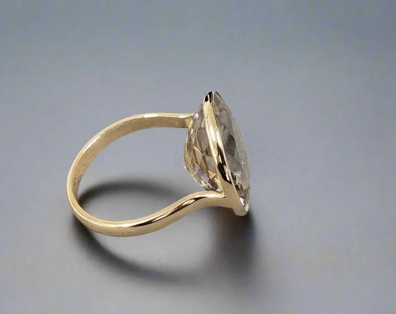 14k Gold Smoky Quartz Statement Ring: Women's Engagement Jewelry