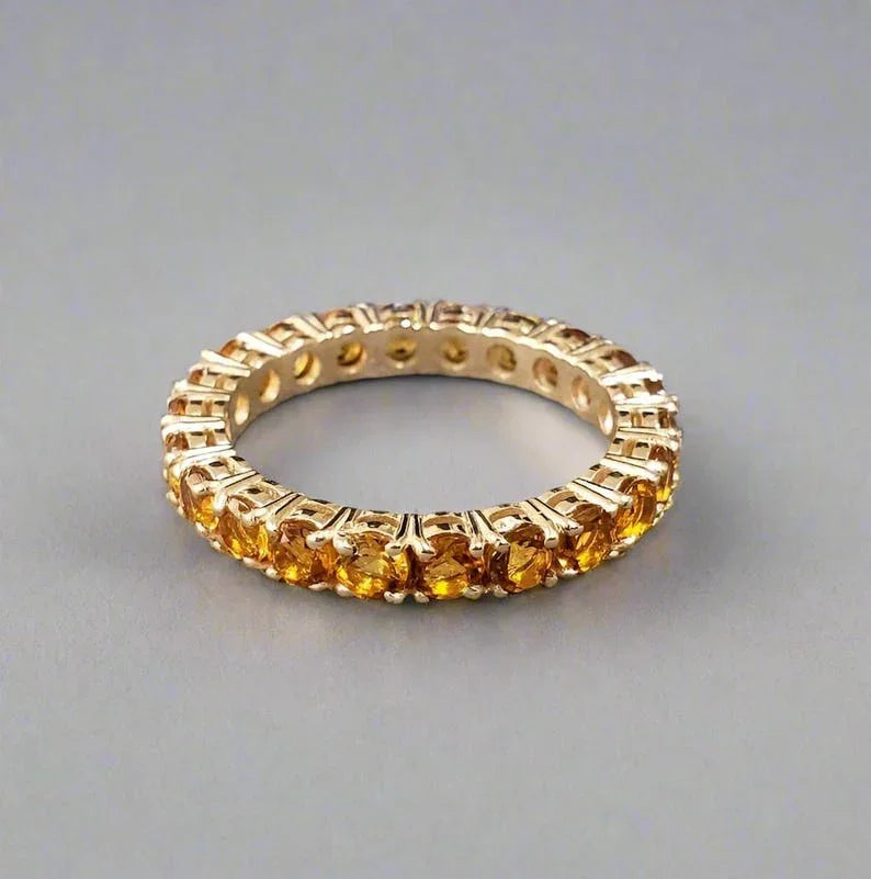 14k Gold Citrine Ring: Prong Setting, Birthstone Jewelry