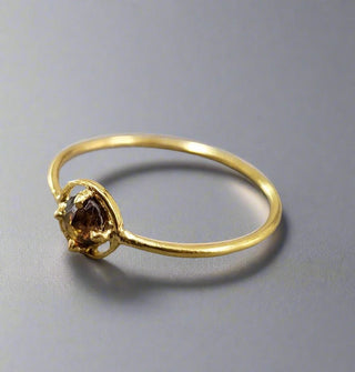 Handmade 18k Gold Ring: Brown Diamond Stackable Band