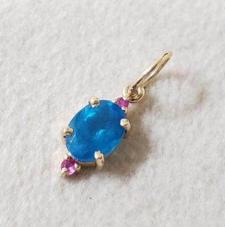 14k Gold Apatite and Ruby Pendant: Handmade Minimalist Jewelry - K Jewelry Accessories