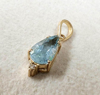 Teardrop Shape Aquamarine 14k Gold Pendant - K Jewelry Accessories