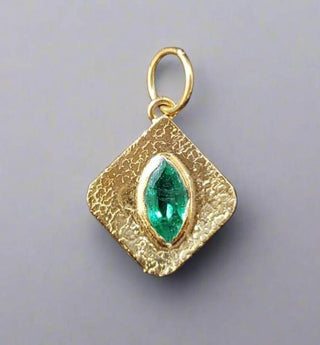 18k Gold Zambian Emerald Marquise Pendant Necklace For Women - K Jewelry Accessories