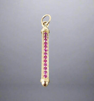 Celestial Ruby Bar Pendant 14k Solid Gold, Vintage Style Necklace - K Jewelry Accessories
