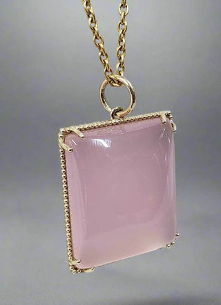 Natural Rose Chalcedony 14k Gold Pendant - K Jewelry Accessories