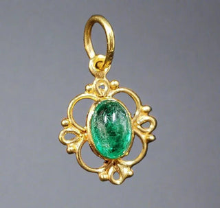 Emerald 18k Gold Pendant : Zambian Gemstone, Handmade - K Jewelry Accessories
