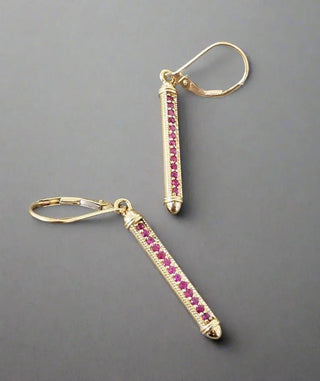 14k Gold Ruby Earrings: Elegant Dangle Lever Backs - K Jewelry Accessories