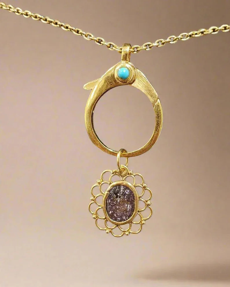 Fermoir mousqueton turquoise en argent sterling 925, 25 x 19 mm