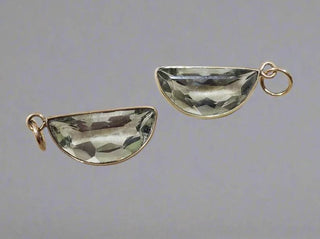 Crescent Green Amethyst Gold Pendant: Bezel Set Moon Charm - K Jewelry Accessories