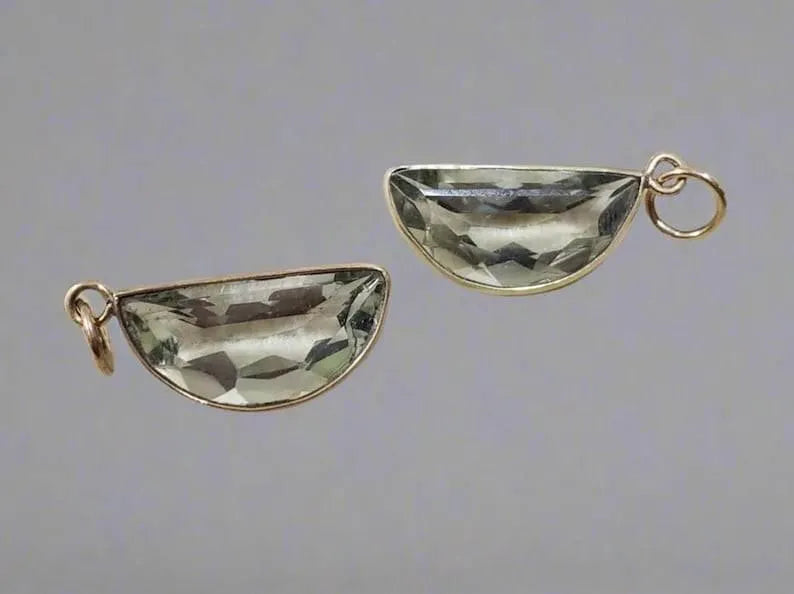 Crescent Green Amethyst Gold Pendant: Bezel Set Moon Charm - K Jewelry Accessories
