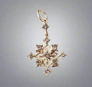 Brown Diamond 14k Gold Floral Pendant: Minimalist Jewelry - K Jewelry Accessories