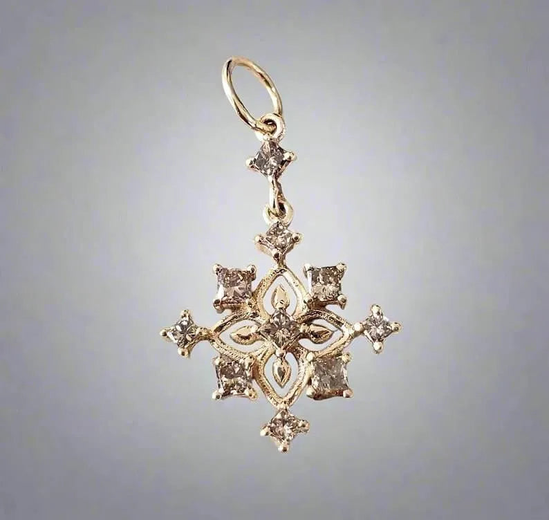 Brown Diamond 14k Gold Floral Pendant: Minimalist Jewelry - K Jewelry Accessories