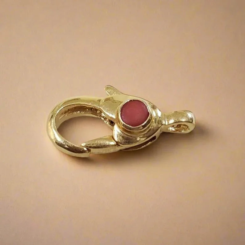 Red Coral Gold Vermeil Clasp: Handmade Sterling Silver Connector