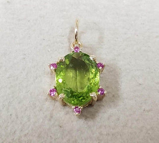 14k Gold Peridot and Ruby Pendant: Birthstone Jewelry - K Jewelry Accessories