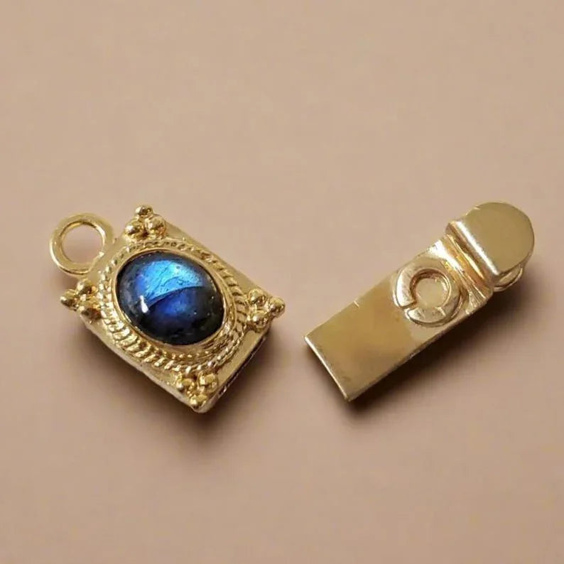 Fermoir mousqueton turquoise en argent sterling 925, 25 x 19 mm